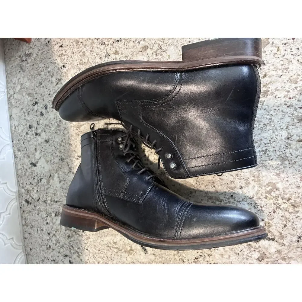 Johnston & Murphy Boots Mens 12M XC Flex Raleigh Cape Toe Boot Black Sheepskin